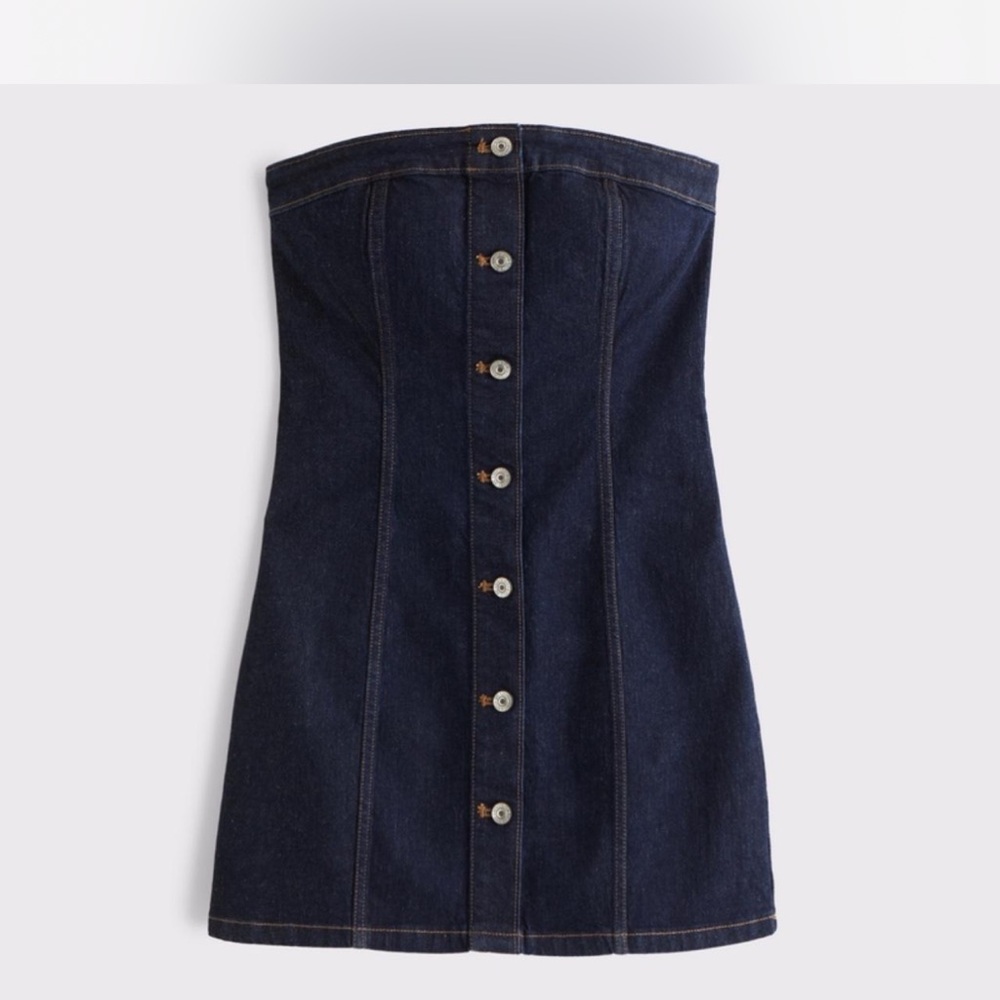Denim Strapless Button-Down ABERCOMBIE Dress